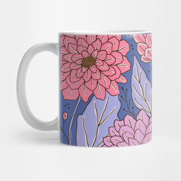 Dahlia garden in blue by Natalisa